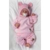 Pletená bavlněná čepice s oušky, dvouvrstvá, Hand Made Baby Nellys, růžová (Velikost koj oblečení 56/62 (0-3m))