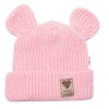 Pletená bavlněná čepice s oušky, dvouvrstvá, Hand Made Baby Nellys, růžová (Velikost koj oblečení 56/62 (0-3m))