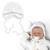 Pletená čepička na zavazování bonetka Boy, Hand Made Baby Nellys, bílá (Velikost koj oblečení 68/74 (6-9m))