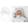 Pletená čepička na zavazování bonetka Boy, Hand Made Baby Nellys, bílá (Velikost koj oblečení 68/74 (6-9m))