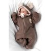 Oteplená pletená kombinéza s rukavičkama Teddy Bear, Baby Nellys, dvouvrstvá, hnědá (Velikost 68 (3-6m))