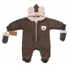 Oteplená pletená kombinéza s rukavičkama Teddy Bear, Baby Nellys, dvouvrstvá, hnědá (Velikost koj oblečení 62 (2-3m))