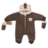 Oteplená pletená kombinéza s rukavičkama Teddy Bear, Baby Nellys, dvouvrstvá, hnědá (Velikost 68 (3-6m))