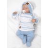 Pletená sada pro miminko s jemným proužkem 3D, lux - modrá, bílá (Velikost 56 (1-2m))