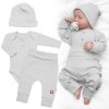 Žebrovaná rostoucí souprava 3D, Baby Boy - šedá (Velikost koj oblečení 56/62 (0-3m))