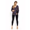 Be MaaMaa Zavinovací těhotenská, kojící halenka Printy flowers, vel. S/M (Velikosti těh moda S/M)