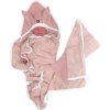 detska luxusni 4d bambusova sada osuska s kapuci a rucnikem 2 zinky pudrove ruzova