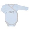 Body dlouhý rukáv Love - zapínání bokem, modré (Velikost 50 (0-1m))