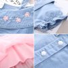 Letní světle modré denim šaty s kytičkami a tutu sukní