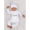 Z&Z 3-dílná soupravička body, tepláčky a čepička Loved - bílá (Velikost 50 (0-1m))