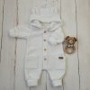 Dětský pletený overálek s odepínací kapucí - kokosově bílý (Velikost 80/86 (12-18m))