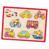 Dětské dřevěné puzzle s úchyty Viga Vozidla (Barva Multicolor)