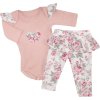 Z&Z 2-dílná soupravička body a legíny se sukničkou Květy - pudrová/ecru (Velikost koj oblečení 56 (1-2m))