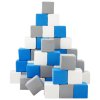 Pěnové kostky-sada 45 velkých pěnových kostek Pyramida blue white grey (Barva Modrá)