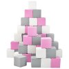 Pěnové kostky-sada 45 velkých pěnových kostek Pyramida pink white grey (Barva Růžová)