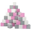 Pěnové kostky-sada 45 velkých pěnových kostek Pyramida pink white grey (Barva Růžová)