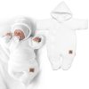 Zimní pletená kombinézka/overálek s kapucí Baby Nellys - bílá (Velikost 62 (2-3m))