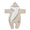 Zimní pletená kombinézka/overálek s kapucí Baby Nellys - béžová, capuccino (Velikost 56 (1-2m))