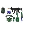 Vojenská sada samopal klapací plast 32 cm s doplňky v síťce