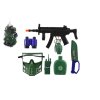 Vojenská sada samopal klapací plast 32cm s doplňky v síťce