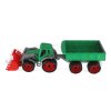 Traktor/nakladač/bagr s vlekem se lžící plast na volný chod 2 barvy v síťce 16x61x16cm