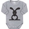 Kojenecké body s dlouhým rukávem New Baby Zvířátko Zajíček - dárkové balení (Barva Šedá, Velikost 50)