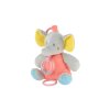 Slon natahovací hrací strojek chrastítko plyš 16x18cm barevný na kartě v sáčku 0+