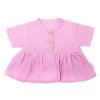 Baby Nellys 3-dílná mušelínová soupravička, tunika/halenka, kraťasky, čelenka, růžová (Velikost 56 (1-2m))