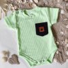 Bavlněné žebrované body s kapsičkou, kr. rukáv, Summer Boy - zelené (Velikost 56 (1-2m))