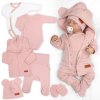 Bavlněná souprava pro miminko do porodnice 6D, Made with love, pudr. růžová (Velikost 50 (0-1m))