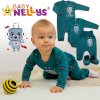 Baby Nellys Bavlněný kojenecký overal bez šlapek Little Robot, tmavě zelený (Velikost 68 (3-6m))