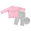 BABY NELLYS Dětská tepláková souprava s volánkem SWEET LADY - růžová, šedá, (Velikost 62 (2-3m))