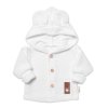 Dětský elegantní pletený svetřík s knoflíčky a kapucí s oušky Baby Nellys, bíly (Velikost 56 (1-2m))