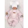 Z&Z Zimní prošívaná kombinéza s kožešinou a kapucí + rukavičky - sv.růžová (Velikost 56 (1-2m))