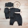 Stylová prošívaná bunda s kapucí + kalhoty - černá (Velikost 68/74 (6-9m))