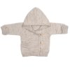 Rostoucí pletený svetřík s kapucí, zapínání knoflíčky - béžový (Velikost 56/62)