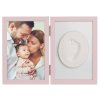 sada na otisk miminka dvojity ramecek s modelinou pro otisk rucicky nebo nozicky ruzovy