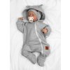 Rostoucí teplákový overal pro miminko, čepice, botky, 3D, Nature - šedý melír (Velikost 56/62 (0-3m))