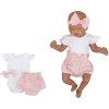 Z&Z 3-dílná sada body kr. rukáv, kraťásky, čelenka s mašlí - růžová, bílá (Velikost 80 (9-12m))