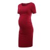 Pack of 3pcs Women s Side Ruched Maternity Clothes Bodycon Dress Mama Casual Short Sleeve Wrap 4