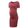 Pack of 3pcs Women s Side Ruched Maternity Clothes Bodycon Dress Mama Casual Short Sleeve Wrap 19