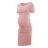 Pack of 3pcs Women s Side Ruched Maternity Clothes Bodycon Dress Mama Casual Short Sleeve Wrap 25