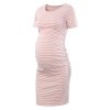 Pack of 3pcs Women s Side Ruched Maternity Clothes Bodycon Dress Mama Casual Short Sleeve Wrap 10