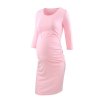 Pack of 3pcs Women s Side Ruched Maternity Clothes Bodycon Dress Mama Casual Short Sleeve Wrap 11