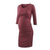 Pack of 3pcs Women s Side Ruched Maternity Clothes Bodycon Dress Mama Casual Short Sleeve Wrap 20