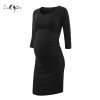 Pack of 3pcs Women s Side Ruched Maternity Clothes Bodycon Dress Mama Casual Short Sleeve Wrap 2