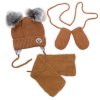 detska sada zimni cepice s salou rukavicky 3d teddy bear hneda