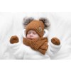 detska sada zimni cepice s salou rukavicky 3d teddy bear hneda