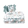 BABY NELLYS 3-dílná sada Mantinel s povlečením, Srnka a růže, mátová (Velikost povlečení 135x100)