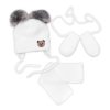 detska sada zimni cepice s salou rukavicky 3d teddy bear bila